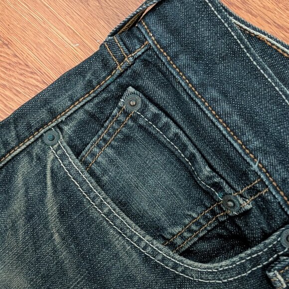 Levis 501 Denim Jeans Mens 31x30 Dark Wash Blue Straight - Picture 9 of 9